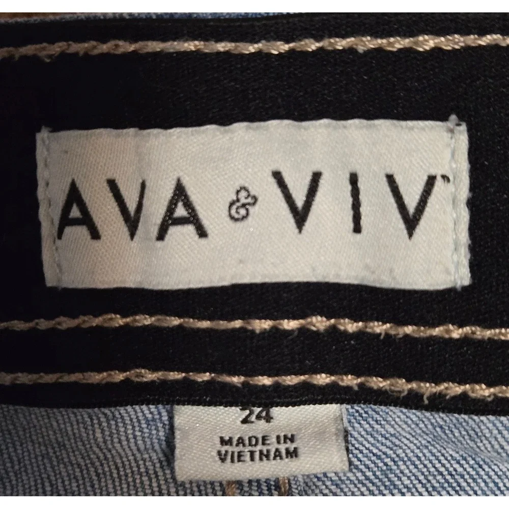 Ava & Viv High Rise Wide Leg Cropped Jeans Medium Wash Plus Size 24 - Picture 5 of 7